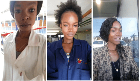 Mathapelo with and without the lab coat