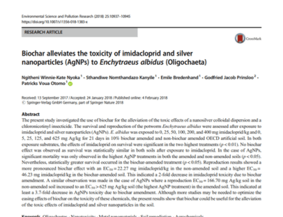 A recently published article by Winnie-Kate Nyoka - A terrestrial ecotoxicology masters major at our department